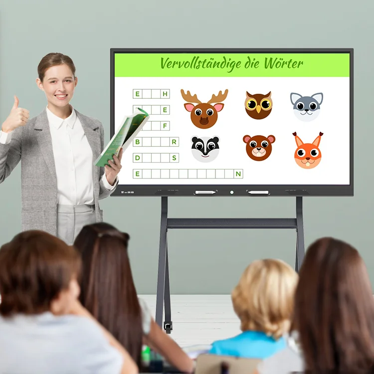 HUSHIDA 75 Inch Touch Screen 110V AC Training Digital Interactive Smart Board Whiteboard For Class