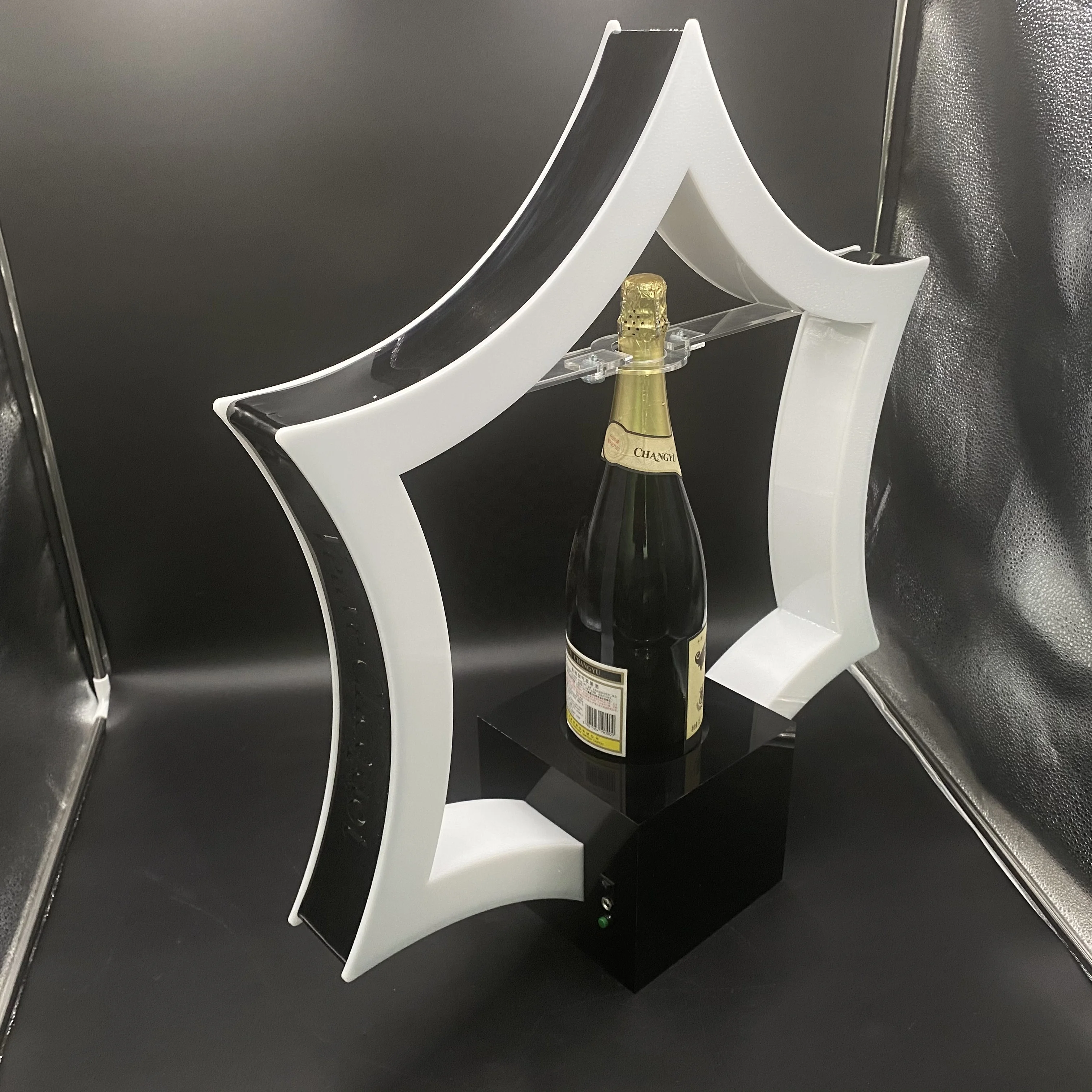 Bar hotel wine beer rechargeable custom holder stand acrylic led lighted liquor shelf bottle Glorifier Presenter