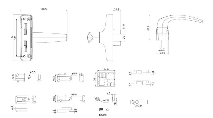 KNG factory sell aluminum door window accessories lock  window handle set