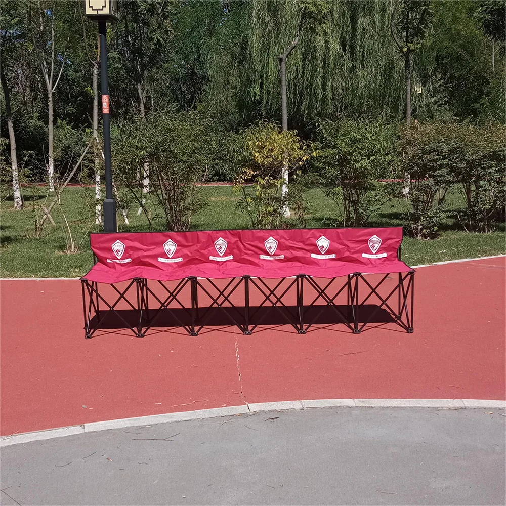 Outdoor Portable Folding 6 Seat Long Bench with Back High Quality Team Benches