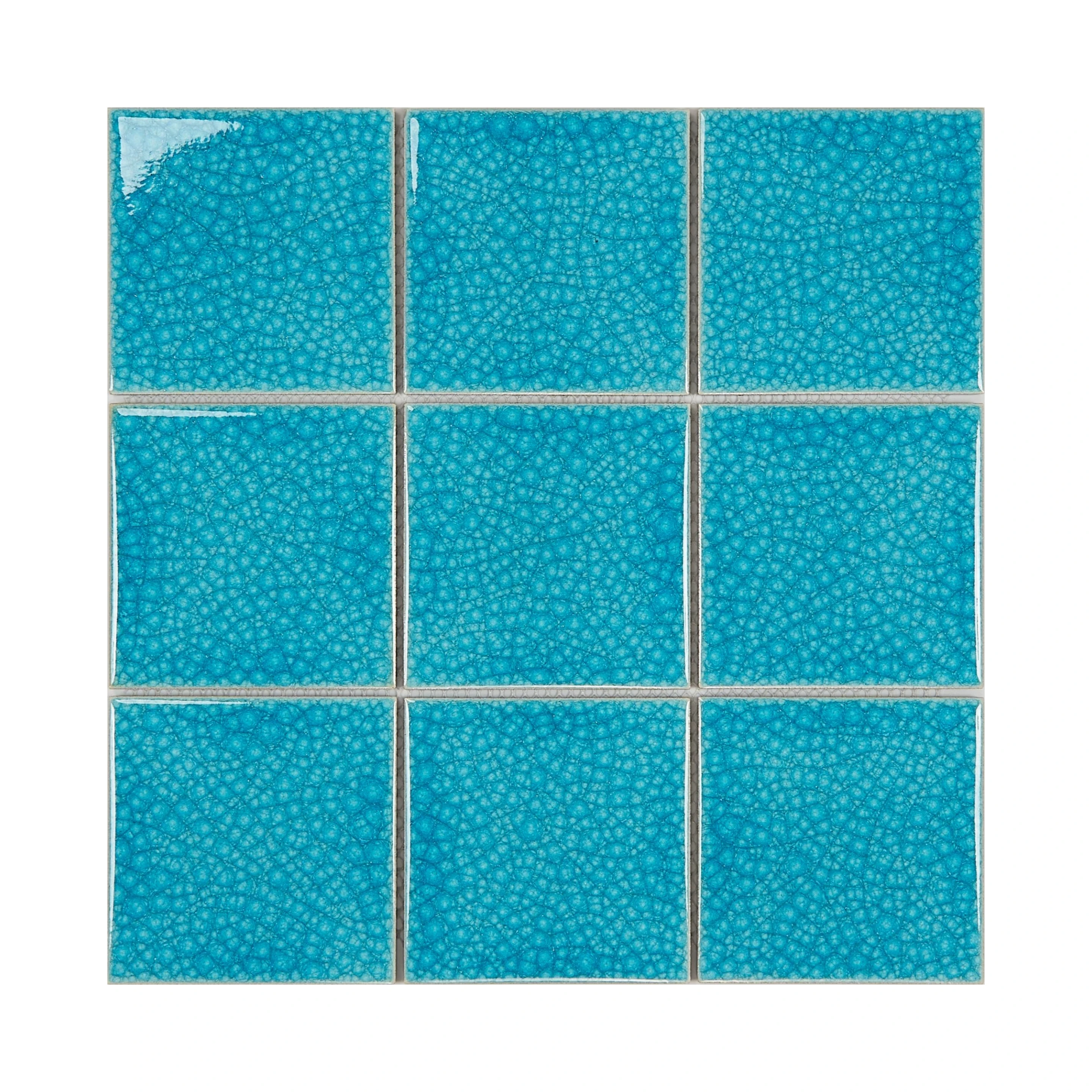 Beata Factory Wholesale Ceramic Porcelain Mosaic Tile  100X100mm Ice Crackle Square Glossy Mosaic for Swimming Pool