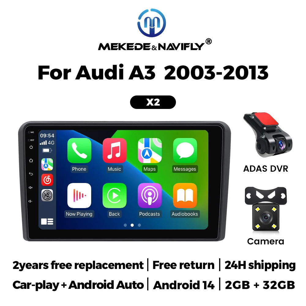 MEKEDE &NAVIFLY X SERIES Android car stereo car video car multimedia IPS Screen 2+32GB system FOR AUDI A3
