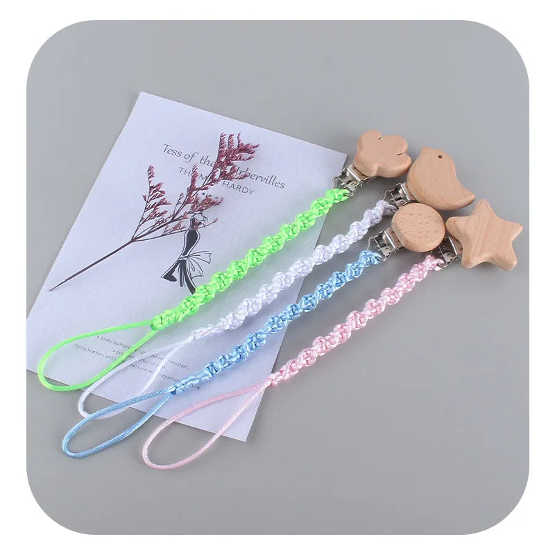 Newborn Baby Animal Beech Wood Handmade Cotton Prevents Chains From Falling Off Pacifier Chain