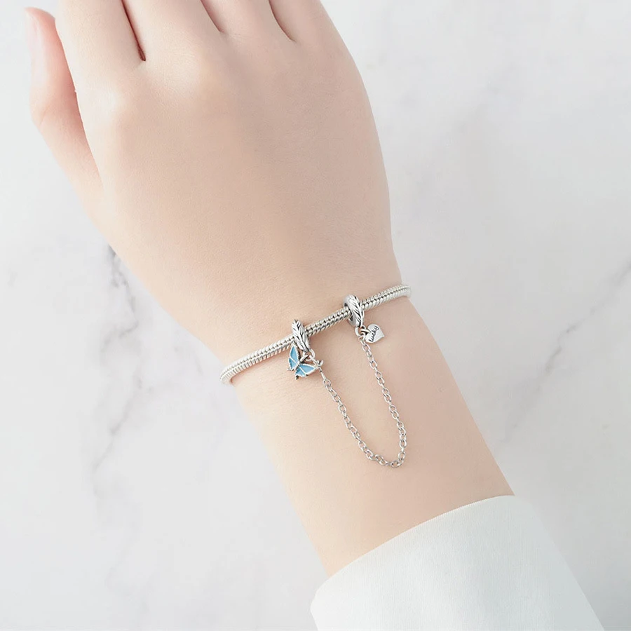 Fashion Fine Jewelry Charms S925 Silver Metal Sun Star Heart Butterfly Tree Bee Safety Chain DIY Bracelet Necklace Accessories