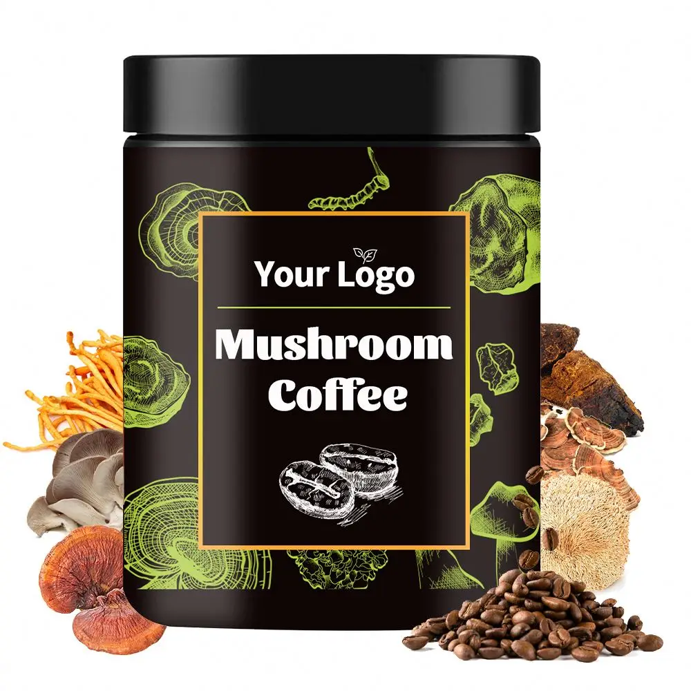 Mushroom Coffee Powder with 5 Superfood Mushrooms Includes Reishi,Chaga,Maitake,Shiitake,Turkey Tail Mushroom Powder OEM ODM