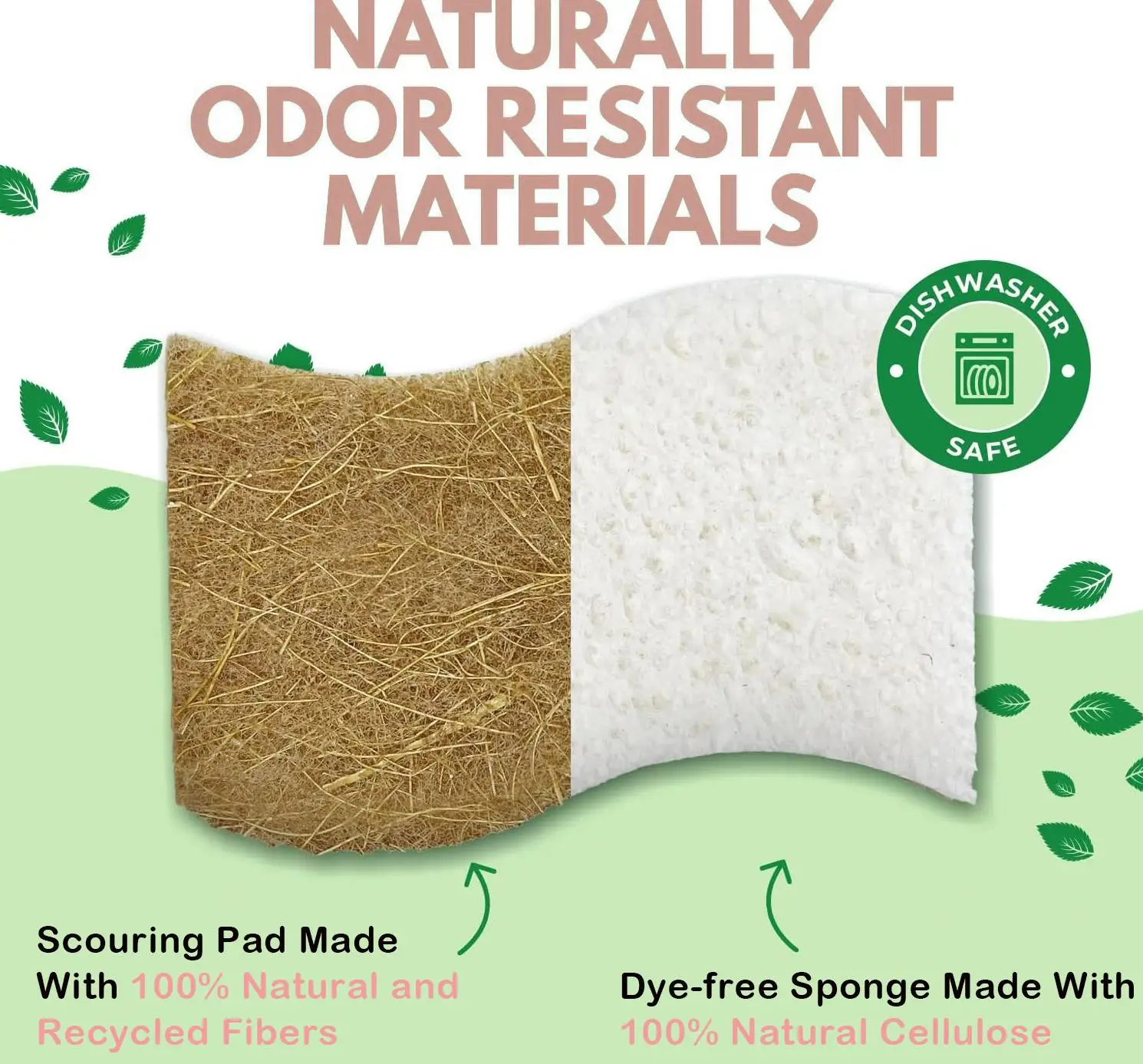 Wholesale  Biodegradable Natural Kitchen Sponge Compostable Cellulose and Coconut Walnut Scrubber Eco Friendly