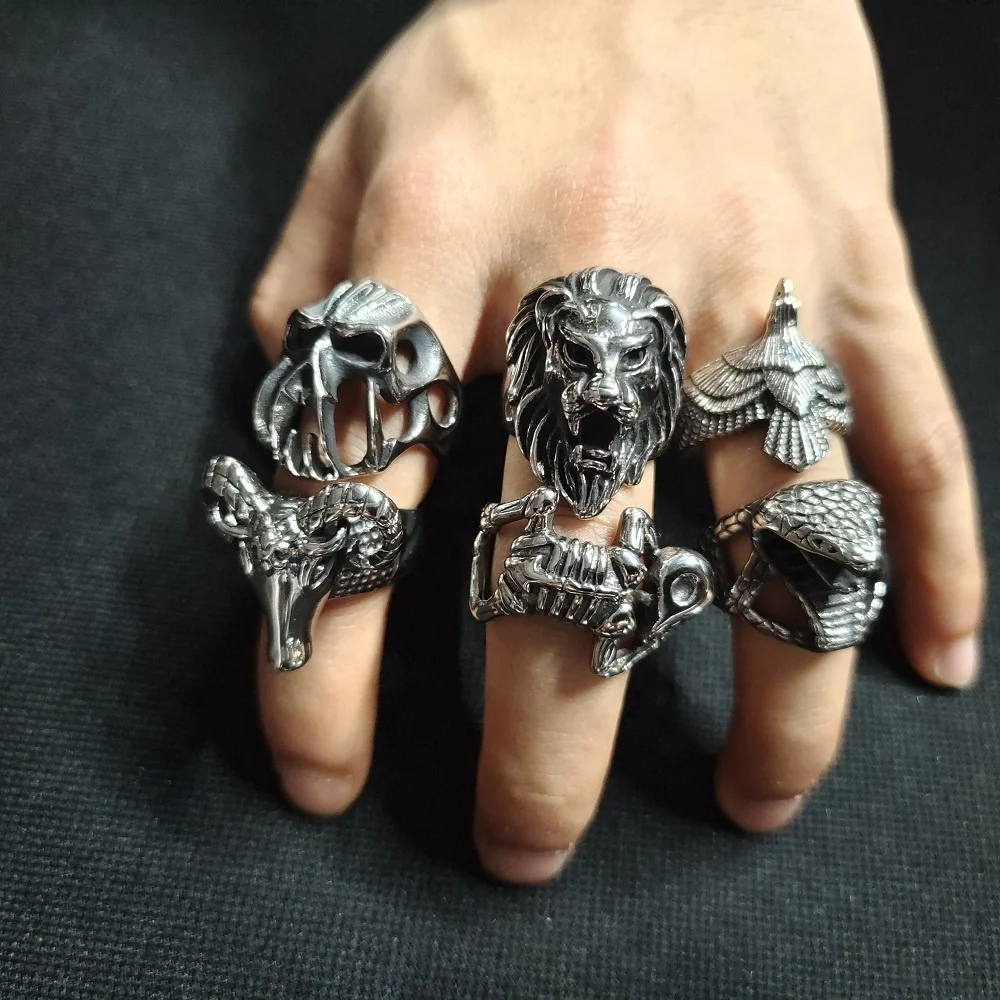 VAF Anel Bear Caveira Bague Tete De Mort Anillos De Calabera Calavera Stainless Steel Claw Goth Gothic Skull Skeleton Men Rings