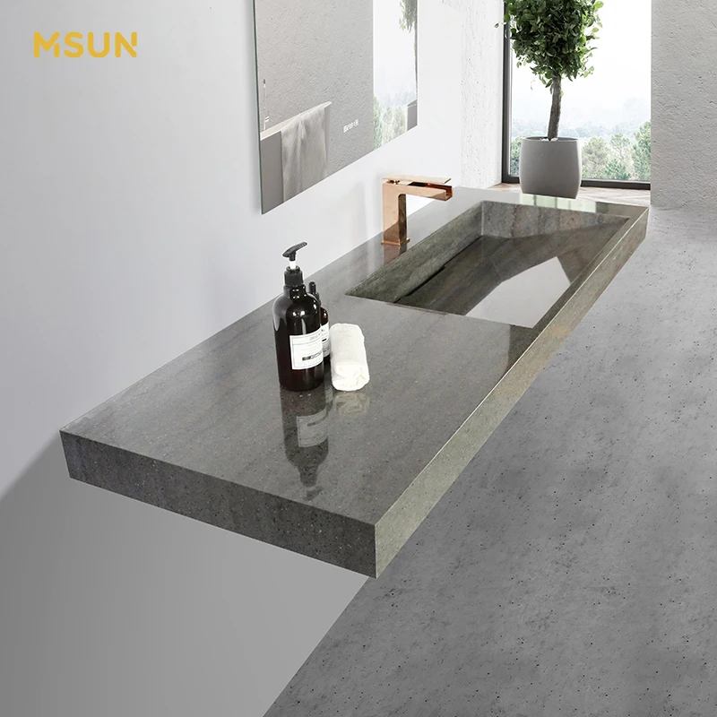 marble wash basin for salon counter wash basin wooden cabinet concrete bathroom sink