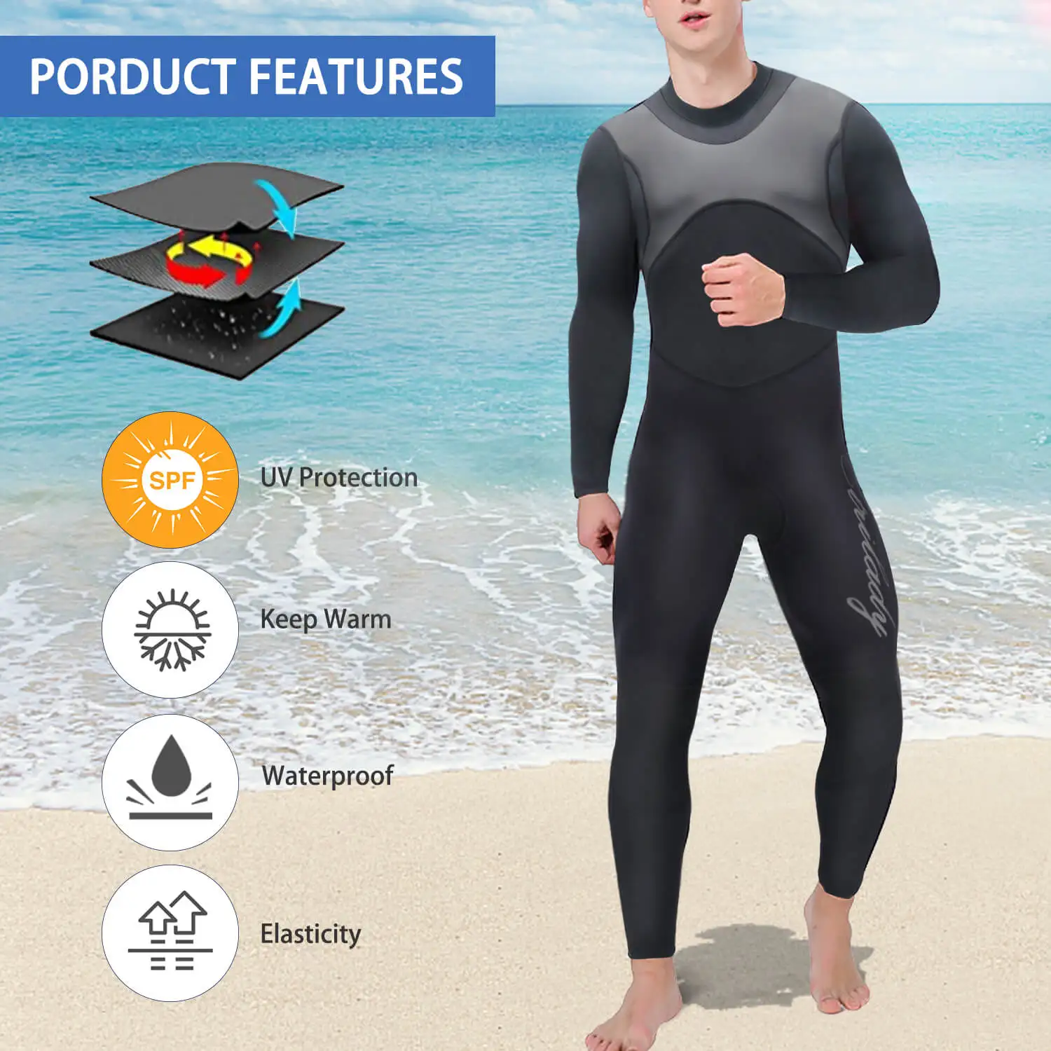 Diving Suit For Men Spearfishing Surf Neoprene Diving Wetsuit