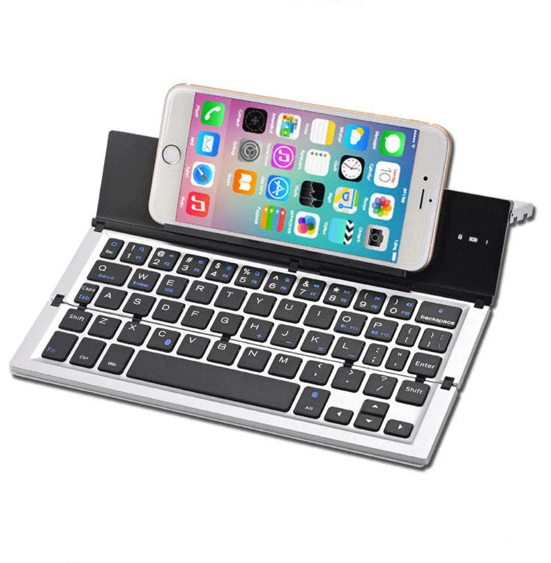 Folding Keyboard Three-system Multimedia Mobile Phone Tablet Computer Aluminum Alloy Wireless Bt Keyboard