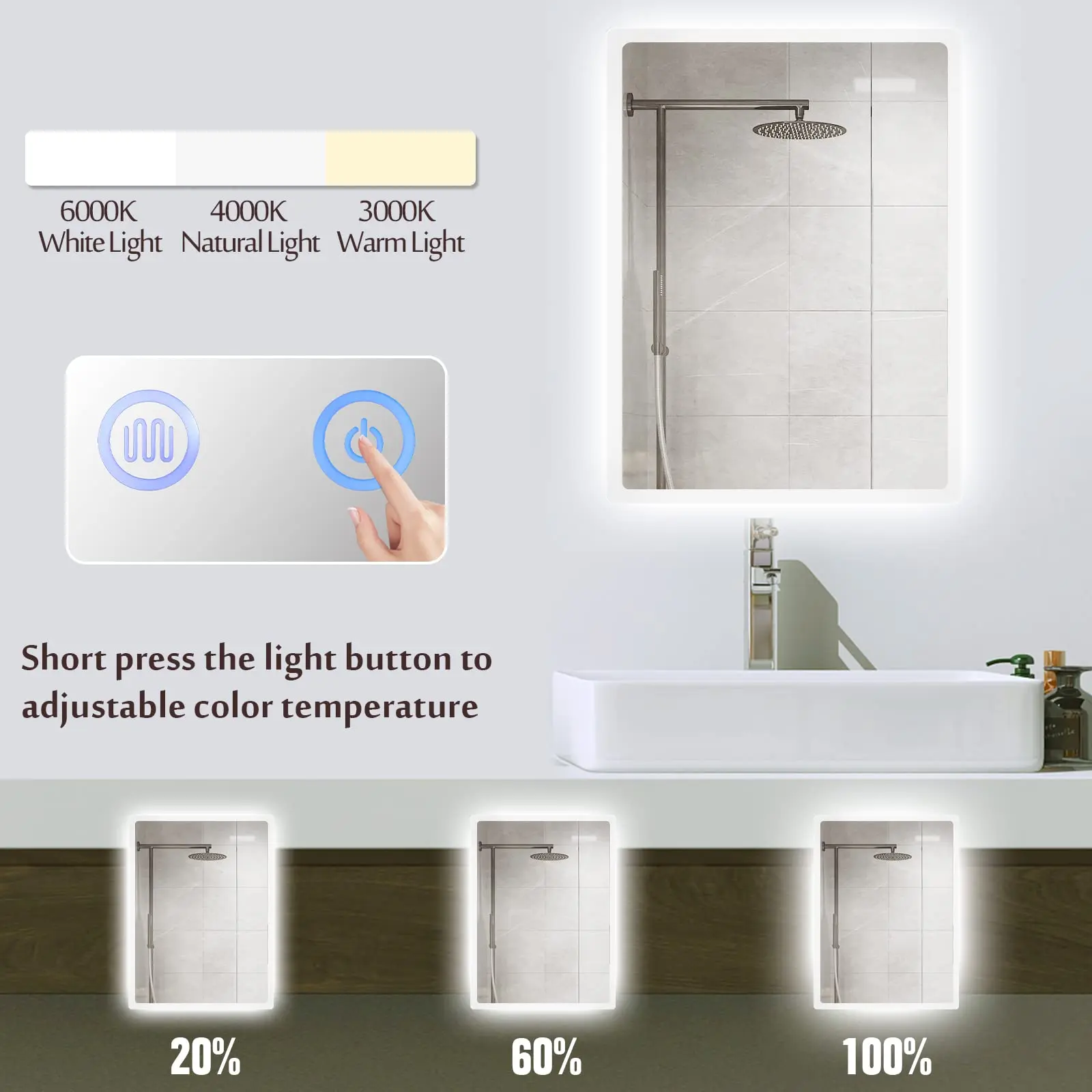 Customized Home Hotel Espejo Modern Anti-fog Lighted Led Mirrors Wholesale,mirror With Light