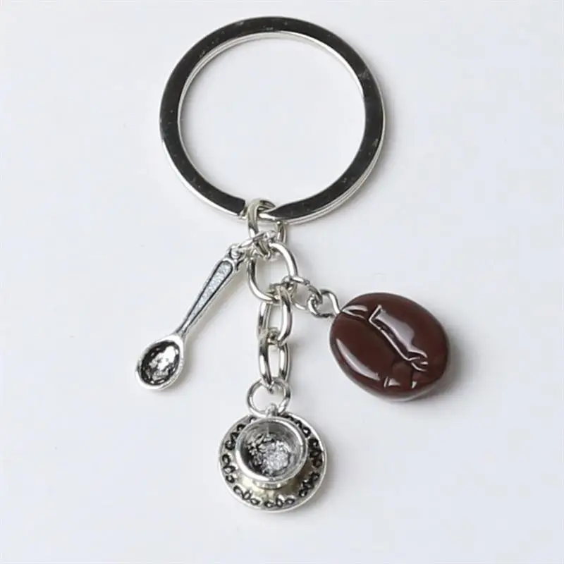 Мини-брелок для ключей для любителей кофе, Подарочные Цепочки из цинкового сплава из смолы, подвеска в виде сумочки для автомобиля