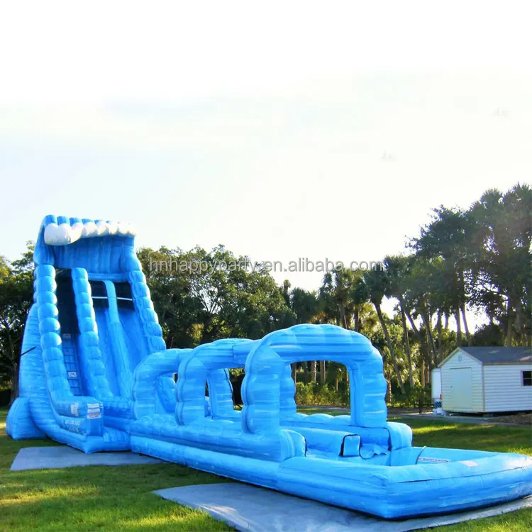 30ft Monster wave blue crush waterslide adult size inflatable water slide with pool