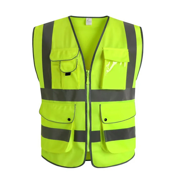 Class 2 High Visibility Zipper Front Reflective Safety Pilot Gilet Security  safty vest safety vest reflective