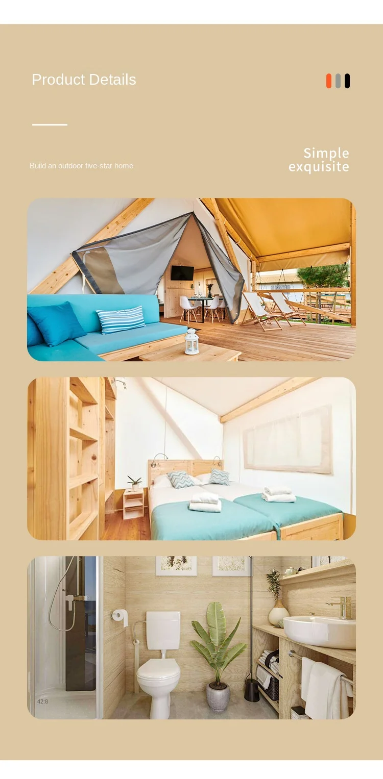 Outdoor Hotel Tent Canvas Camping Luxury Tents Hotel Resort Safari Tent With Bathroom Cabin