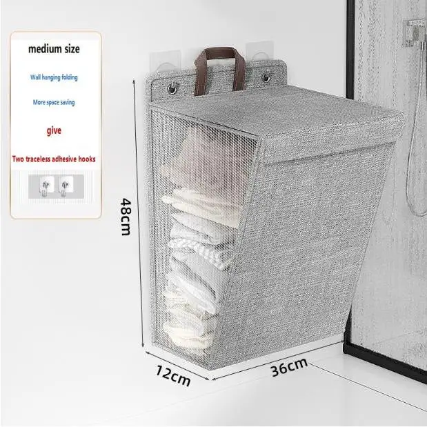 Dirty Clothes Basket Foldable Laundry Storage Basket Bathroom Clothes Household Wall Mounted Storage Basket