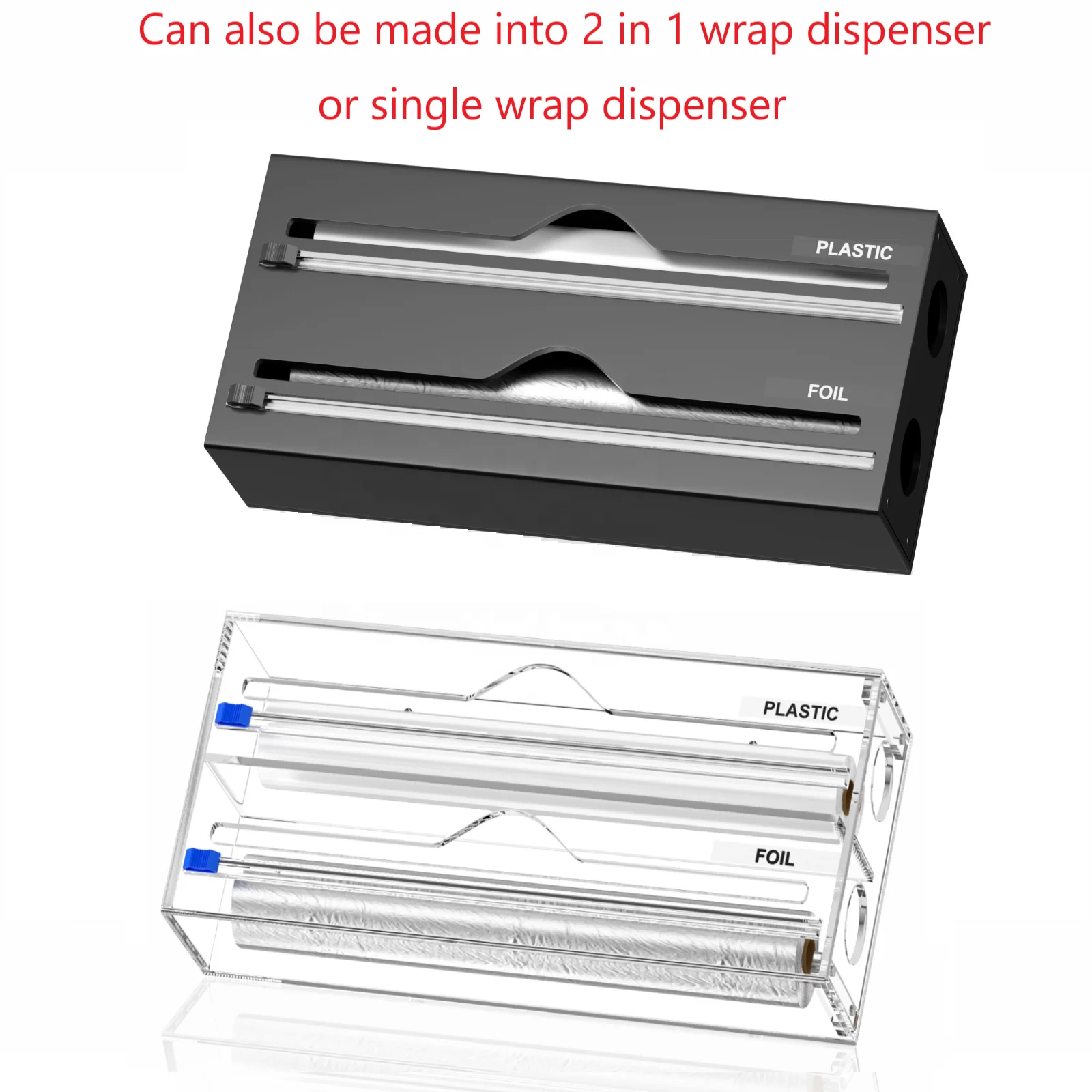 3 in 1 Acrylic Aluminum Foil Dispenser Plastic Wrap Dispenser Foil and Plastic Wrap Dispenser With Cutter