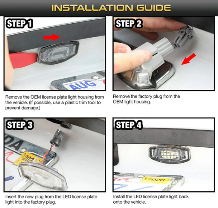 LED Number Lamps License Plate Light For Honda Civic Accord Acura MDX RL TL TSX RDX ILX
