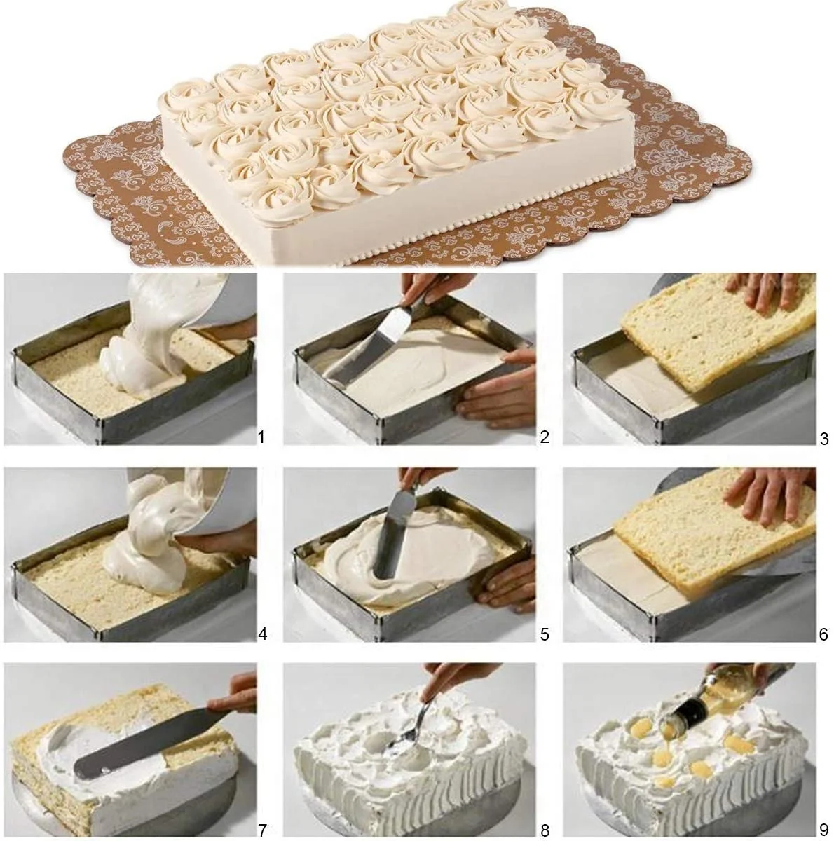 
Stainless Steel Adjustable Rectangle Mousse Cake Mould Baking Mold Frame 