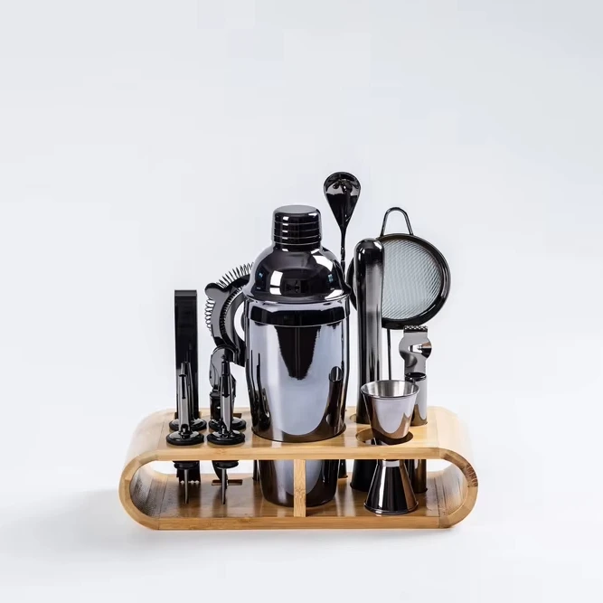 Cheap Products Black polished stainless steel bartender kit for home bar set 11 piece bar tool set