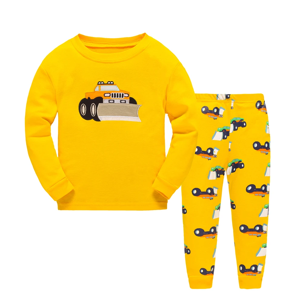 
bulk sale children sleepwear 2Pcs suit wholesale100% cotton soft baby boys winter pajamas sets for Cartoon car 