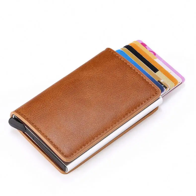 Wholesale 2021 Fashion Credit Card Holder Carbon Fiber Card Holder Aluminum Slim Short Wallet RFID Blocking Card Wallet Men