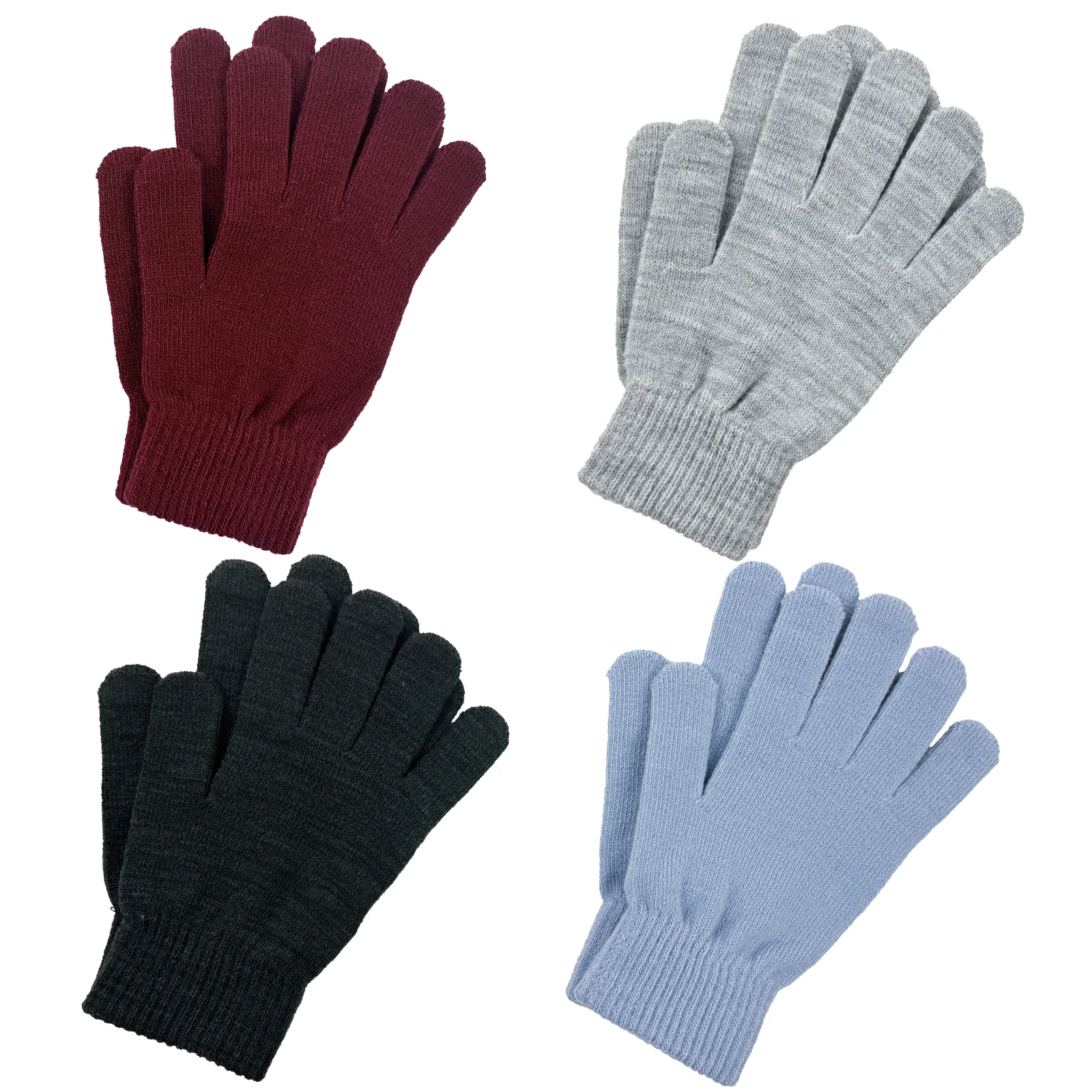 Private Logo Acrylic Knitted Pure Color Plain Pattern Glove Keep Warm Winter Man Women Magic Knitted Gloves