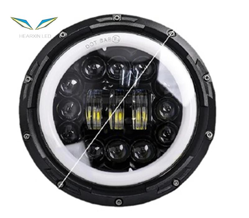 6D  7 inch headlight Halo 80W Turn Signal Hi/Low Amber Angle Eyes DRL for Lada Niva Urban Off Road 4x4 12V 24V