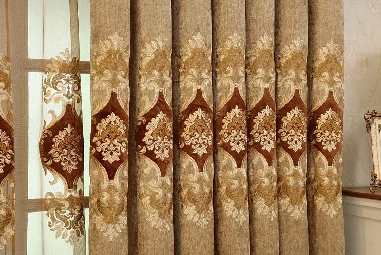 
China supplier custom blackout european luxury window embroidered curtains for living room 