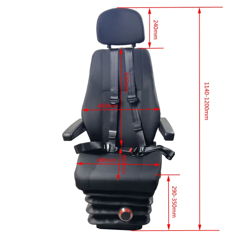 Mechanical Suspension Engineering Car/Bus/Shacman Truck Driver Seat With Shock Absorber And Belt