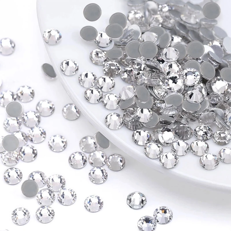 Crystal Clear Hotfix Rhinestone Flatback Iron On Glitter Strass Stones Rhinestones For Needlework Decorations Clothes Beads
