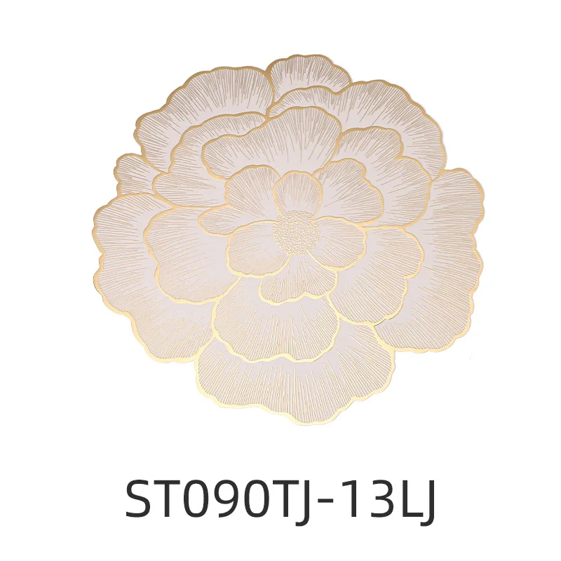 2024 Rose With Bottom PVC Placemat Non-Slip Coasters Flower Case Creative Decoration For Home Hotel Table
