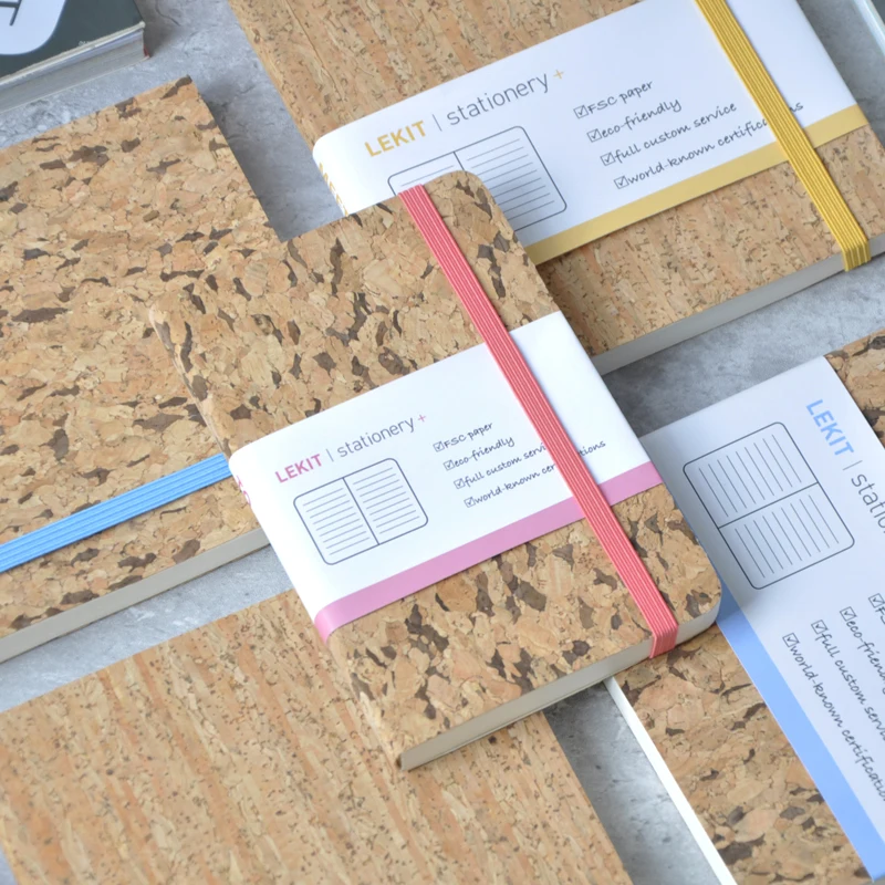 Factory Direct Soft Cover Wooden Cork PU leather Custom Journals A5 Notebooks Customizable Journal Notebook