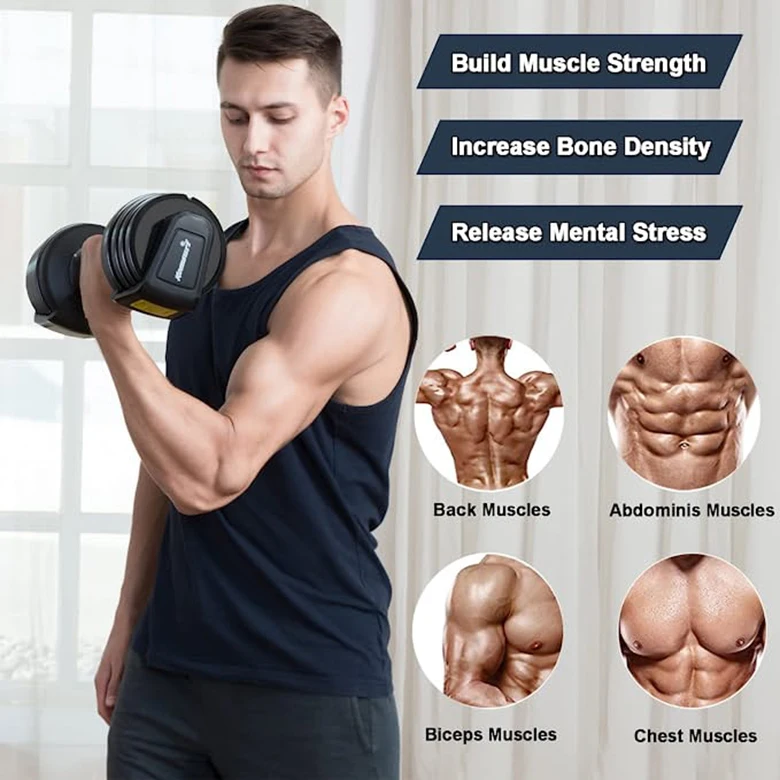 Best Home 2.3-11.3kg Gym Machines Indoor Fitness Sports Exercise Equipment Iron Master 6.8-25 Adjustable Dumbbells Set