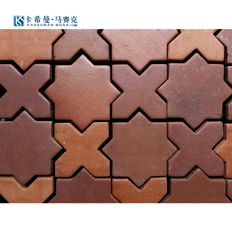 European style mixed light brown and dark brown tiles cross octagonal star staggered design Mosaic tiles