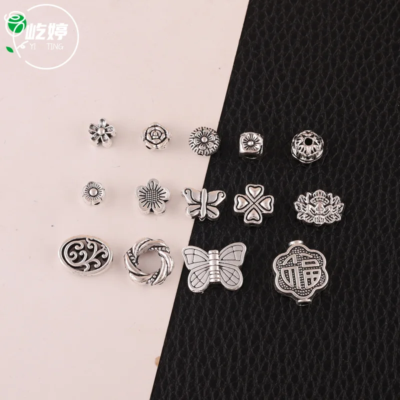 Wholesale  Tibetan Antique Silver Plated Heart Charms Metal Spacer Beads For Jewelry Making Diy Finding Accessories
