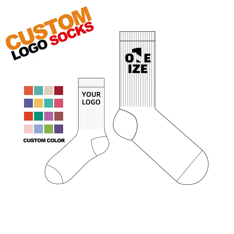 Custom Logo  No Minimum Order Design Own Fashion Embroidery Jacquard unisex Sports Cotton Crew ankle socks manufacturer