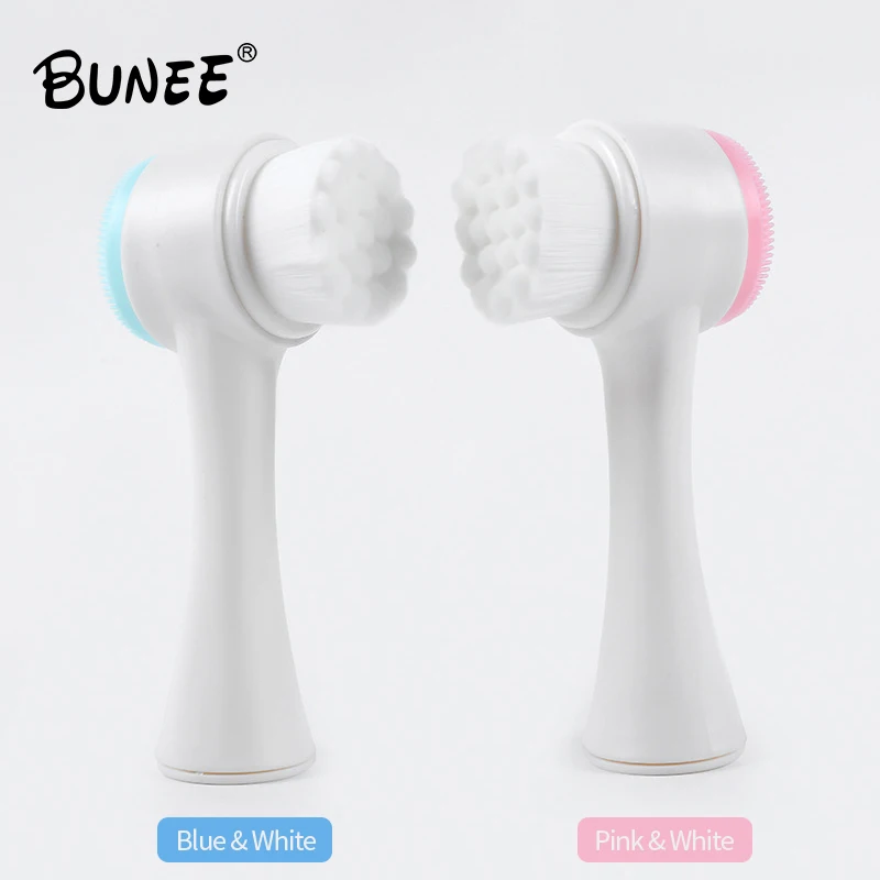 2 Colors Double Side 3D Silicone Face Cleaning Massage