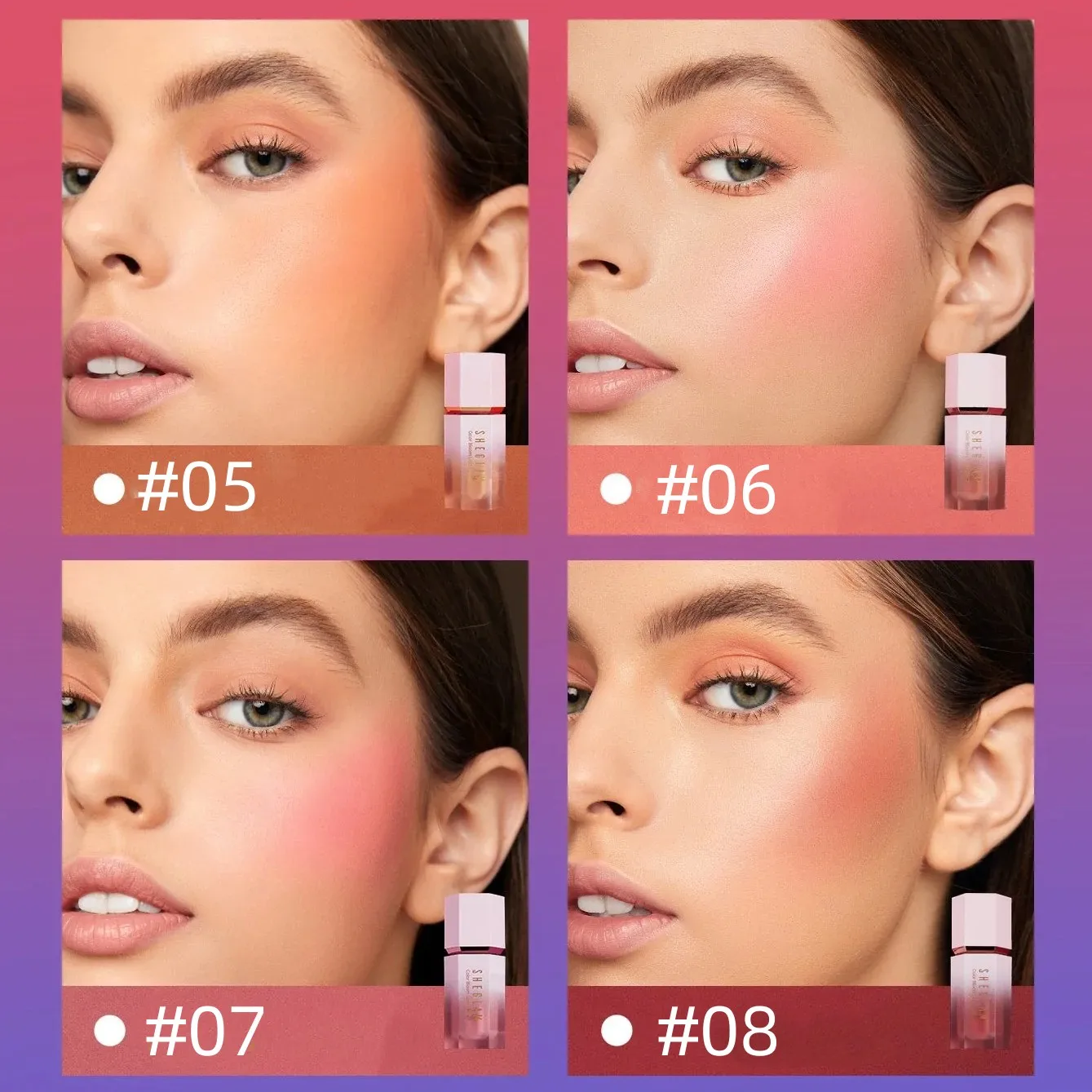 low moq cosmetics no logo private label makeup lip pink tinted sheglam liquid blush