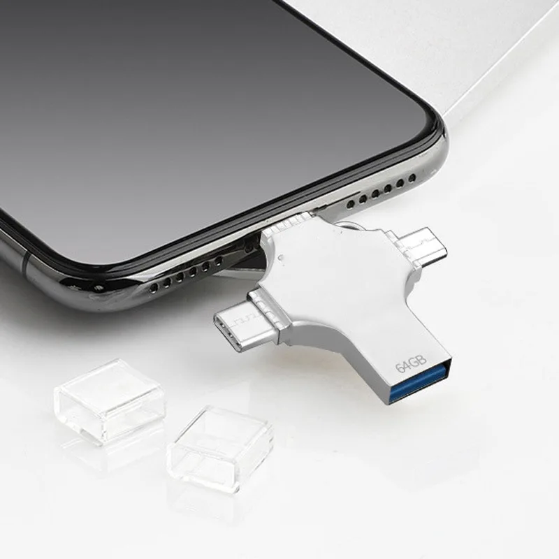 Лидер продаж 4 в 1 Многофункциональный OTG Usb флэш-накопитель на заказ 32 Гб 64 128 ГБ