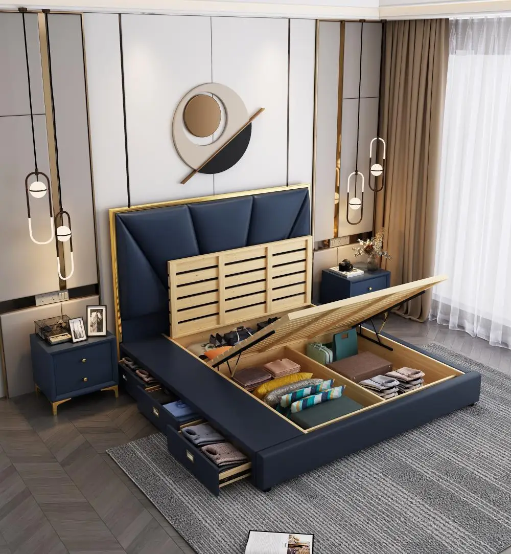  Лидер продаж роскошная современная мебель для спальни Super King Cama