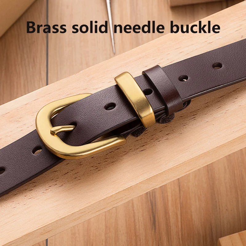 Hot selling new custom head layer cowhide simple copper pin buckle genuine leather ladies hundred matching trim belt