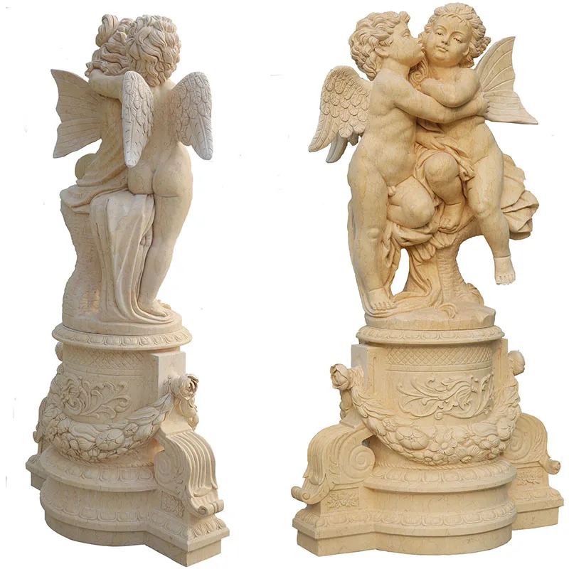 Natural beige color marble statue, angel baby statue sculpture