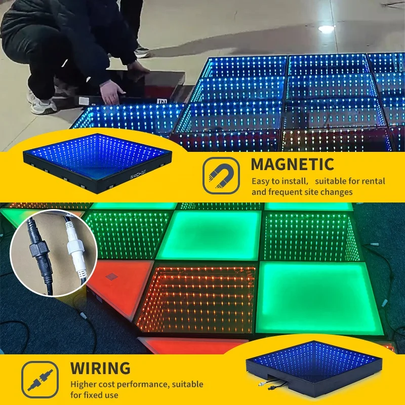 magnetic dance floor Wireless 50*50cm Dancing Floor Panel Pista de baile Wedding Party Stage 3d led infinity mirror dance floor