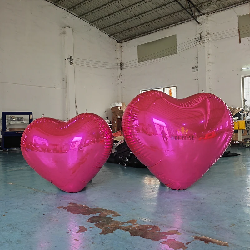 Trade Show Advertising Reflective PVC Giant Inflatable Heart Mirror Balloon Large Inflatable Mirror Heart For Decoration