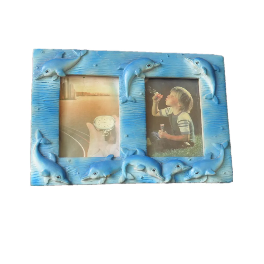 Nautical Style 3D Dolphin Photo Frame Resin Craft Animal Series for Home Decoration and Tourist Souvenirs