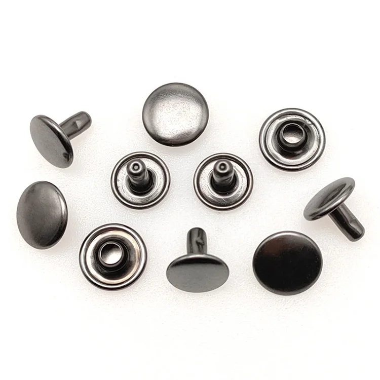 Metal Double Cap Side Button Jeans Hat Luggage Riveted Flat Round Garment Rivet And Stud Double Side Rivet