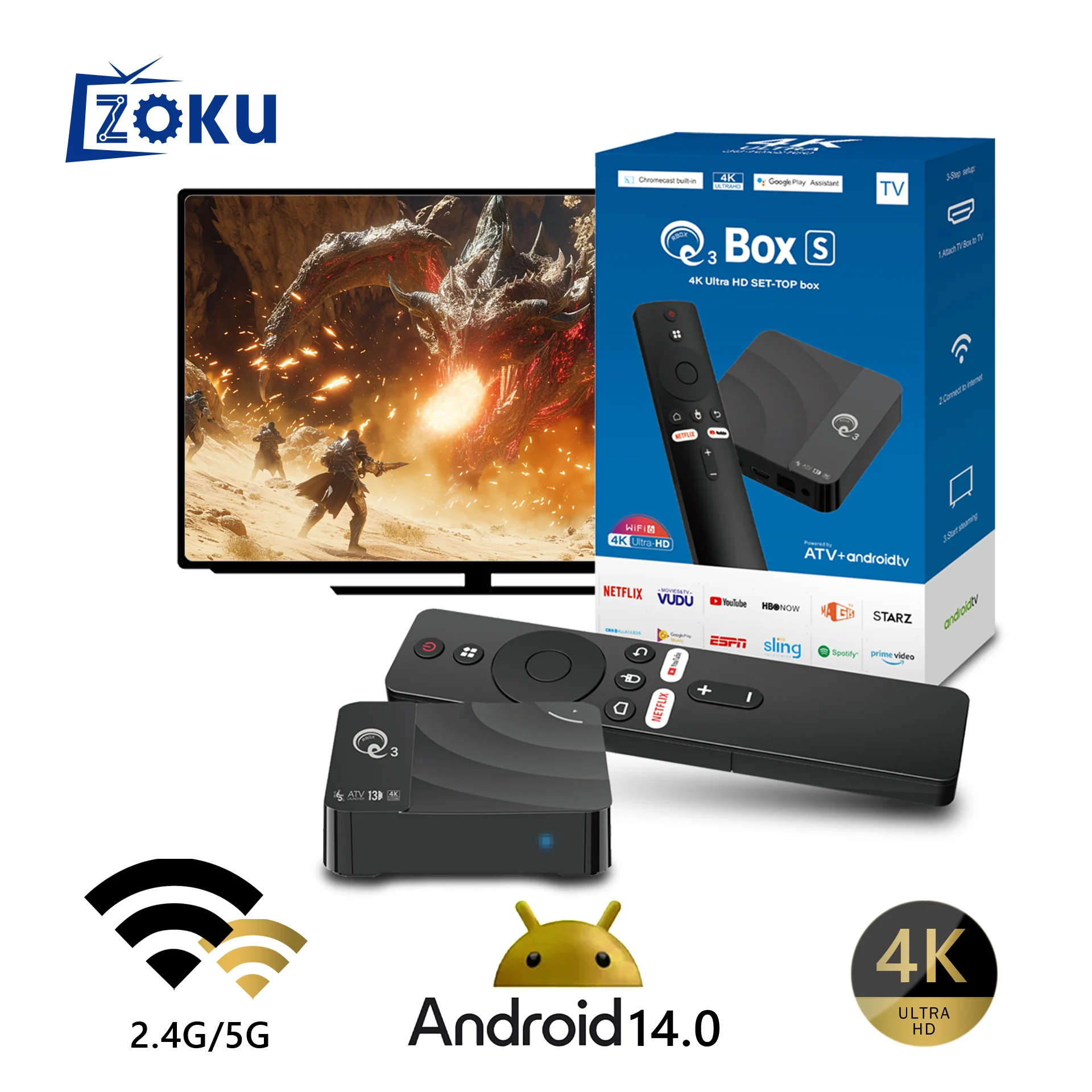 Factory Price 2024 newest Allwinner H313 HCS96Q3 android 10 android TV Box android set-top box ip tv Free Test 4K smart tv box