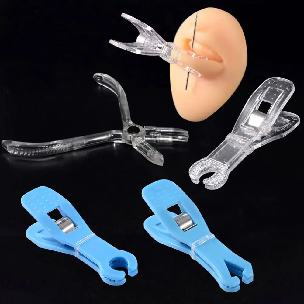 Blue Plastic Disposable Piercing Tool body ear lip navel nose tongue Clear septum forceps pliers clamp tool body piercing