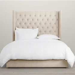 American luxury modern wooden soft lazy plywood upholstered high headboard double and chesterfield single size twin tufted bed